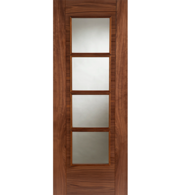 Internal Walnut SS 4 Light Iseo Glazed Fire Door