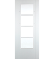 White Primed Clear Glazed Iseo FD30 Fire Door
