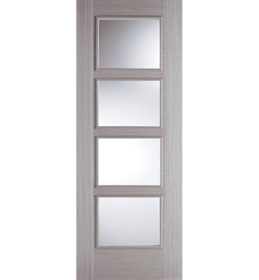 Pre-Finished Clear Glazed Vancouver Light Grey FD30 Fire Door