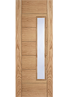 Pre-Finished Oak Corsica 18G Offset Obscure Glazed FD30 Fire Door