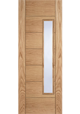 Pre-Finished Oak Corsica 18G Offset Obscure Glazed FD30 Fire Door