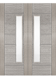 Light Grey Corsica 18G Offset Clear Glazed FD30 Fire Door Pairs